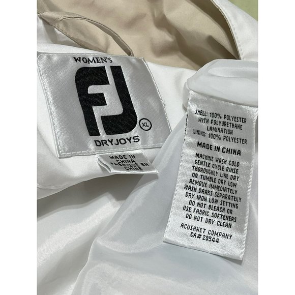 FJ White w/ Black/Tan Accent Lightweight Windbreaker Jacket, Size XL - Picture 12 of 12